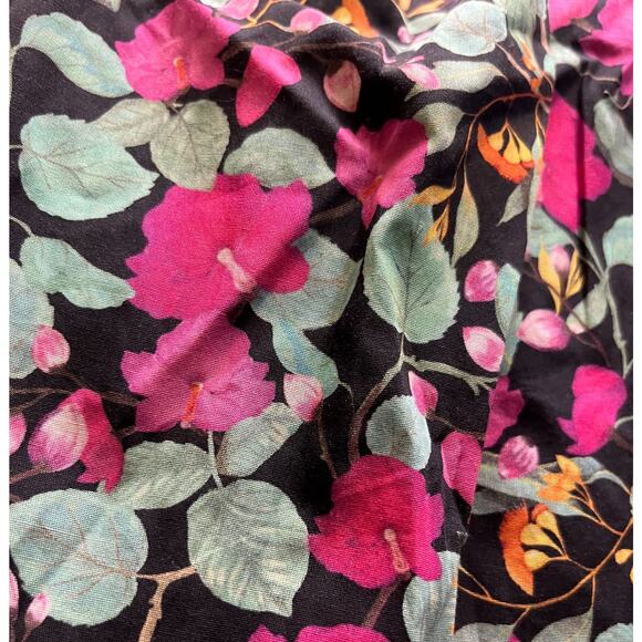 ROLLER RABBIT Shirt Maxi Dress Floral Blue Long Sleeve Cotton Button Down Medium - Picture 5 of 10